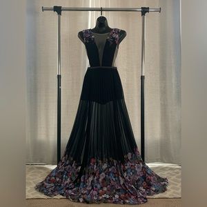 Long Black Double Slit Bebe Dress